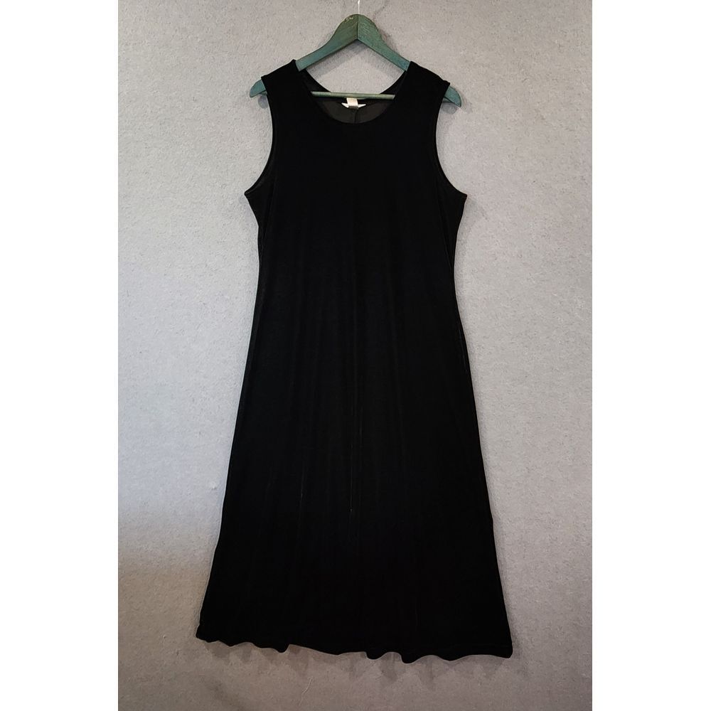 Christopher & Banks Black Velvet Dress Sz L‎ Sleeveless LBD Party Event